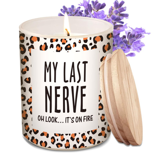 Funny Candle Gifts for Women, Fun Women Gifts for Mom Aunt Sister - 7oz My Last Nerve Leopard Candle - Birthday Christmas Presents for Her, Female Best Friends, Wife, Grandma, Aunt, Sister, Boss Lady Funny Candle Gifts for Women, Fun Women Gifts for Mom Aunt Sister - 7oz My Last Nerve Leopard Candle - Birthday Christmas Presents for Her, Female Best Friends, Wife, Grandma, Aunt, Sister, Boss Lady