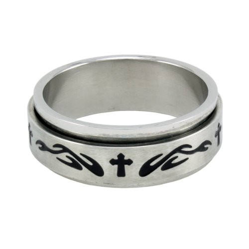 Christian Men's Abstinence 8mm Stainless Steel Flame Cross Spinner Guys Purity Ring - Chastity Rings for Boys, Size 11 Christian Men's Abstinence 8mm Stainless Steel Flame Cross Spinner Guys Purity Ring - Chastity Rings for Boys, Size 11