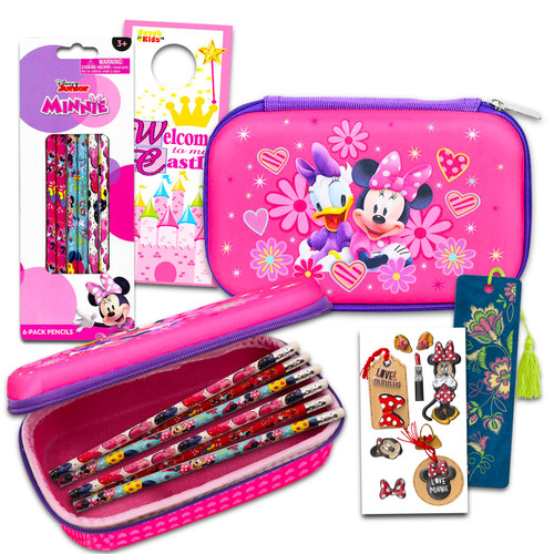 Minnie Mouse School Supplies Set - Disney Stationery Bundle with Minnie Pencil Case, Minnie Pencils, Stickers, More | Minnie Mouse School Supplies