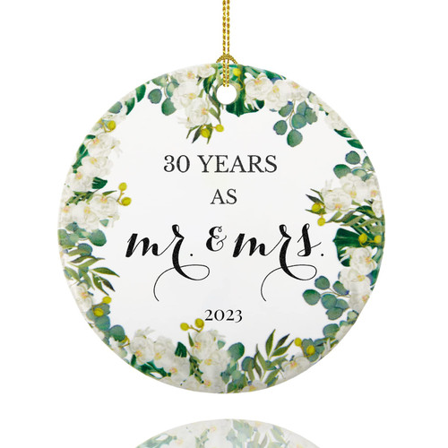 30 Year Anniversary Ornament 2023, 30th Anniversary Collectible Holiday Christmas Ornaments, 30 Years as Mr and Mrs Wedding Anniversary for Couple,Wife, Christmas Tree Ornaments 2023