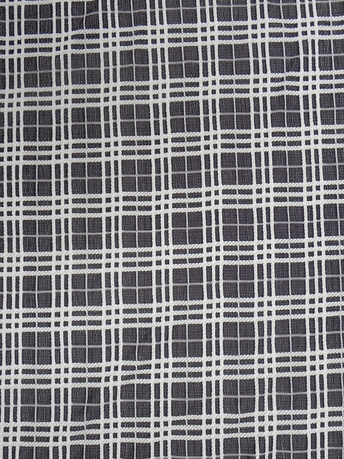 Polyester Spandex Double Knit Black and Ivory Plaid Design Fabric