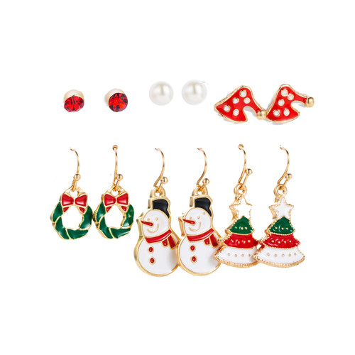 6 Pairs Christmas Earrings for Women,Christmas Stud Earrings,Christmas Trees Christmas Stud Earrings Set Earrings for Girls Xmas Holiday (A-8,6Pairs)