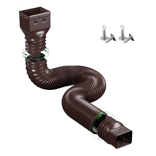 YXQ Rain Gutter Downspout Extensions Flexible Down Spout Drain Extender Extendable from 21'' to 68'' Connector Rainwater Drainage,Brown