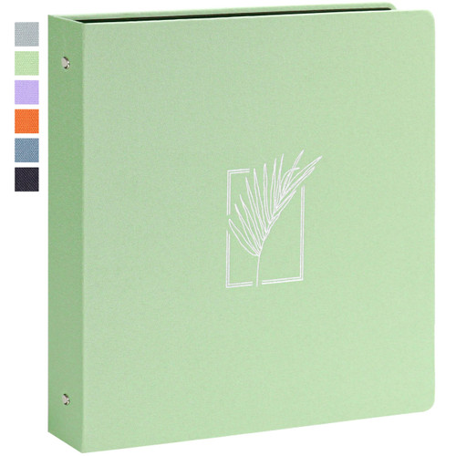 Vienrose 3 Ring Binder, 1 inch Round Rings Durable Linen Binder fit 8.5 x 11in Paper, with Leaf Printed for School, Office and Home, Green