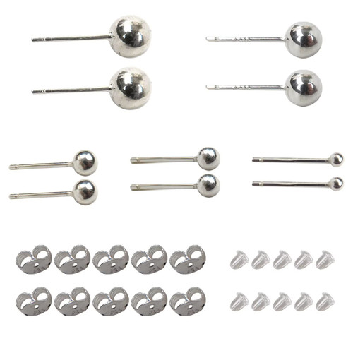 5 Pairs 925 Sterling Silver Stud Earrings for Women, Sterling Silver Earrings Small Stud Earrings for Multiple Piercings Stud Earrings Set (2mm 3mm 4mm 5mm 6mm)