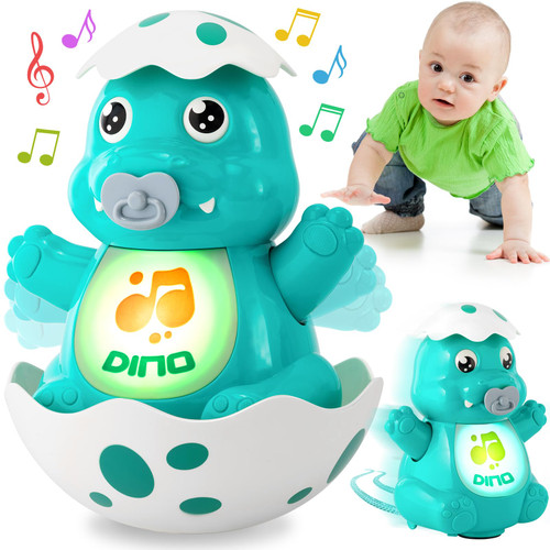 Tacobear Baby Crawling Toys 6-12 12-18 Months - Tummy Time Toys Dinosaur Dancing Musical Light Toys Touch & Go Learning Crawling Development Toys for 1 Year Old Boy Girl Infant Toddler Birthday Gift