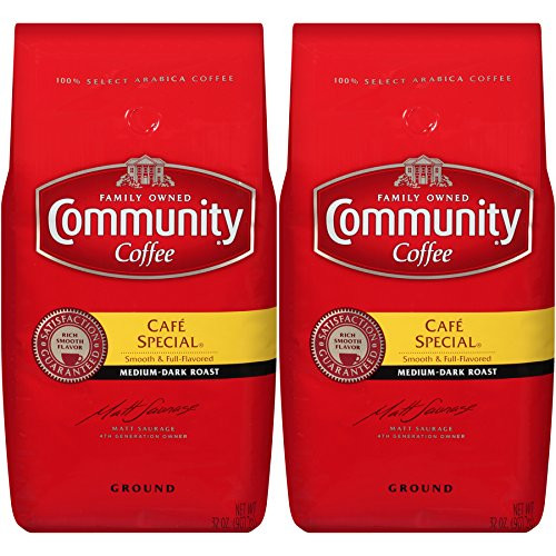 Community Coffee Café Special Medium Dark Roast Premium Ground 32 Oz Bag (2 Pack), Full Body Rich Flavorful Taste, 100% Select Arabica Coffee Beans Community Coffee Café Special Medium Dark Roast Premium Ground 32 Oz Bag (2 Pack), Full Body Rich Flavorful Taste, 100% Select Arabica Coffee Beans