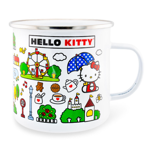 Silver Buffalo Sanrio Hello Kitty Destination Town Enamel Camper Mug | Large Coffee Cup For Tea, Espresso, Cocoa | Holds 21 Ounces Silver Buffalo Sanrio Hello Kitty Destination Town Enamel Camper Mug | Large Coffee Cup For Tea, Espresso, Cocoa | Holds 21 Ounces