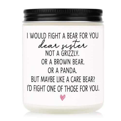 Petalsun Funny Sister Gifts from Sister Brother, Gifts for Sister, Sister Christmas Gifts, Sister Birthday Gift Ideas, 7oz Soy Wax Lavender Scented Sister Candle