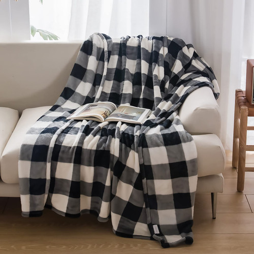 NEWCOSPLAY Buffalo Plaid Throw Blanket Soft Flannel Fleece Checker Pattern Lightweight Decorative Blanket for Bed Couch (Plaid White Black, Throw(50"x60")) NEWCOSPLAY Buffalo Plaid Throw Blanket Soft Flannel Fleece Checker Pattern Lightweight Decorative Blanket for Bed Couch (Plaid White Black, Throw(50"x60"))