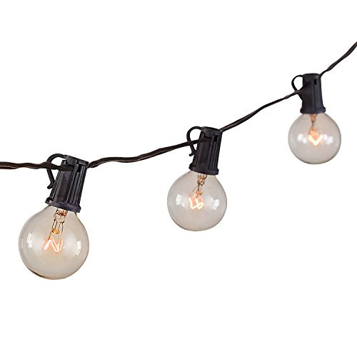 NIOSTA Outdoor Hanging Globe String Lights-50 Ft Vintage Backyard Patio Lights with 50 Clear G40 Bulbs,for Indoor/Outdoor Home,Wedding,Party,Tent,Bistro,Cafe,Deck,Pergola Décor