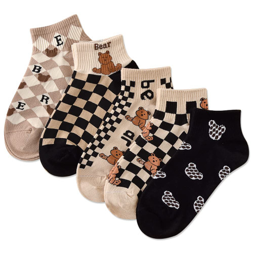 IIG 5 Pairs Womens Novelty No Show Socks Low Cut Funny Animal Cotton Ankle Socks (Cute bear - 5 pairs) IIG 5 Pairs Womens Novelty No Show Socks Low Cut Funny Animal Cotton Ankle Socks (Cute bear - 5 pairs)