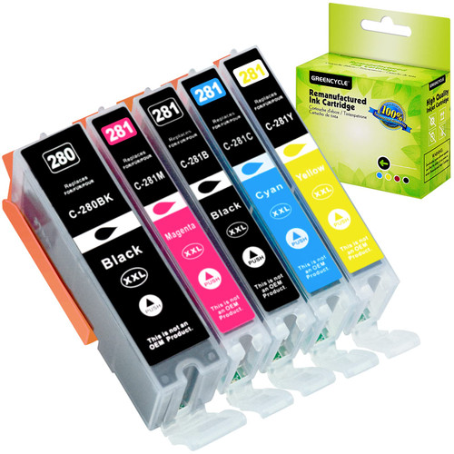 greencycle Ink Cartridges Replacement for Canon 280 281 XXL PGI-280XXL CLI-281XXL Compatible for PIXMA TR7520 TR8520 TS6120 TS6220 TS8120 TS8220 TS9120 TS9520 TS6320 TS9521C Printer (5 Pack) greencycle Ink Cartridges Replacement for Canon 280 281 XXL PGI-280XXL CLI-281XXL Compatible for PIXMA TR7520 TR8520 TS6120 TS6220 TS8120 TS8220 TS9120 TS9520 TS6320 TS9521C Printer (5 Pack)