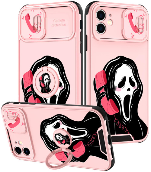 Goocrux (2in1 for iPhone 11 Case Skull Skeleton for Women Girls Cute Girly Phone Cover Cool Gothic Design with Slide Camera Cover+Ring Holder Funny Teen Cases for iPhone 11 6.1''