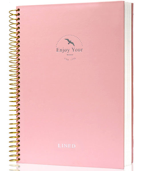 FLYING EAGLE Hardcover Spiral Notebook Journal 8.5 x 11 Large Spiral Notebook 210 Pages College Ruled Notebook Composition Notebook Wire Bound Journal Work Notebook for Office School Supply, Pink