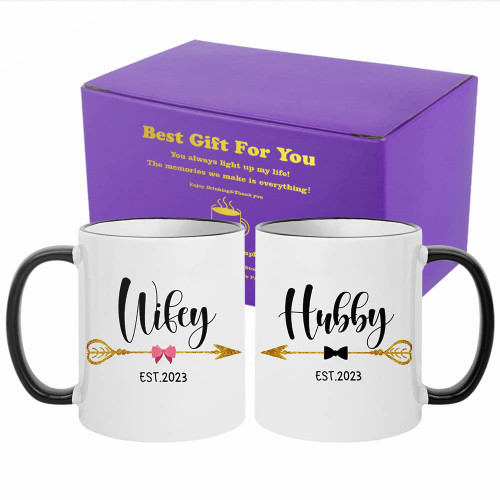 Fatbaby Est 2023 Hubby and Wifey ,Mr and Mrs Gifts Couple Mug, Wedding Newlywed Gifts for Couples,Unique Bridal Shower Gifts for Bride and Groom 11oz Fatbaby Est 2023 Hubby and Wifey ,Mr and Mrs Gifts Couple Mug, Wedding Newlywed Gifts for Couples,Unique Bridal Shower Gifts for Bride and Groom 11oz