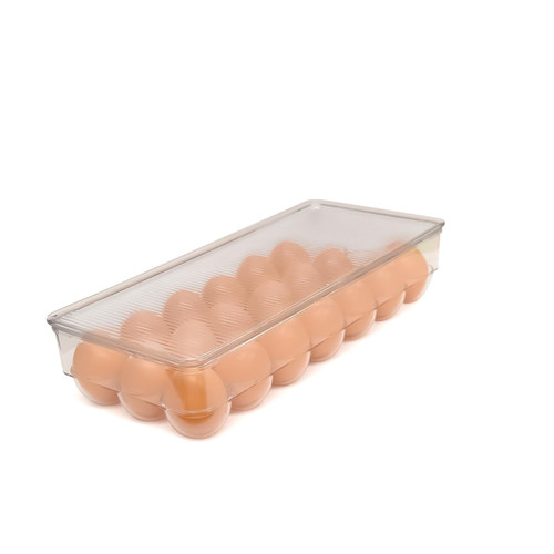 Emeril Lagasse Plastic Egg Holder Stackable with Lid, for Refrigerator, BPA-Free Egg Organizer, 21 Eggs Storage Container, Clear