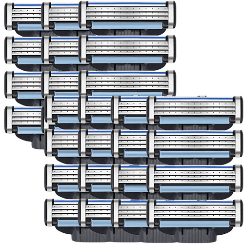 Razor Blades Refills for Mach 3, Manual Turbo Mens Razor Blade 3 Layers Refills for Gillette, Hair Removal Device Blades for Men, Designed for Sensitive Skin-Use with Shaving Cream for Shaving (28Pcs)