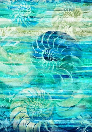 Vitamin Sea Shell Animal Turquoise Cotton Fabric Panel 24 X 44 Inches Northcott 25416-66