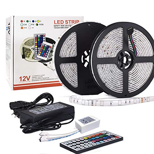 DOHOME LED Strip Light Waterproof Flexible Color Changing RGB SMD 5050 300leds LED Strip Light Kit with 44 Keys IR Remote Controller and 12V 5A Power Supply for Home Kitchen Indoor Decoration (10M) DOHOME LED Strip Light Waterproof Flexible Color Changing RGB SMD 5050 300leds LED Strip Light Kit with 44 Keys IR Remote Controller and 12V 5A Power Supply for Home Kitchen Indoor Decoration (10M)