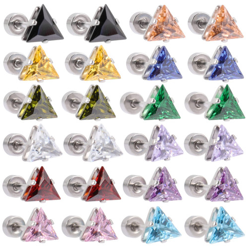 USHOBE 12 Pairs Triangle Earrings Cartilage Earrings Triangle Stud Earrings Piercing Earrings Pierced Earrings Crystal Ear Stud Fashion Earrings for Women Earring Studs for Women Diamond