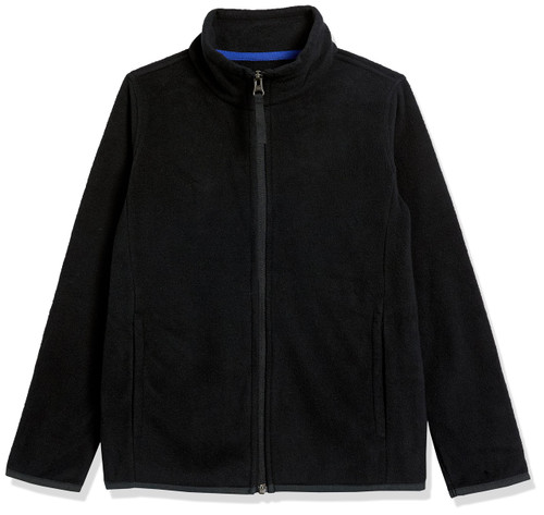Amazon Essentials Boys' Polar Fleece Full-Zip Mock Jacket, Black/Blue, XX-Large