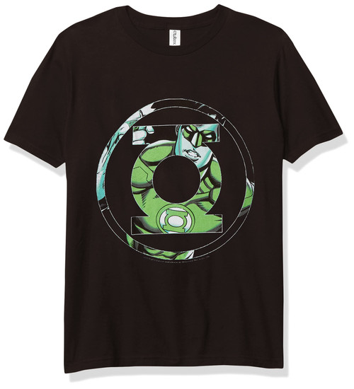 DC Comics Justice League Green Lantern Fill Boy's Premium Solid Crew Tee, Black, Youth Large