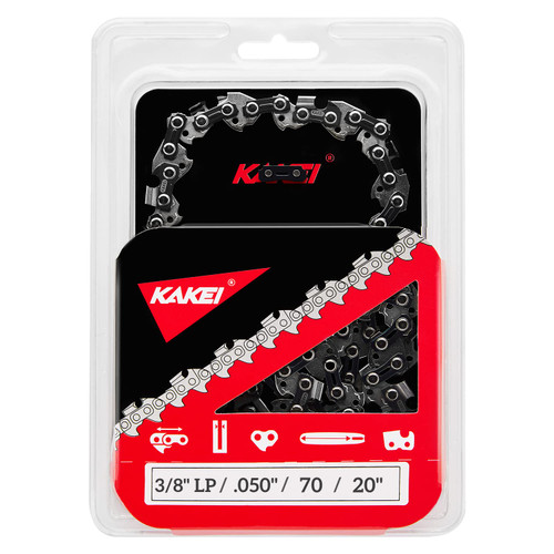 KAKEI 20 Inch Chainsaw Chain 3/8" Pitch, 050" Gauge, 70 Drive Links Fits Echo, Poulan and More- 72LPX70CQ (1 Chains) - Chainsaw Accessories