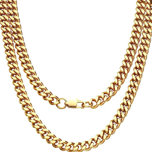 YtrKiasy Cuban Link Chain Necklace, Diamond-Cut Gold Chain for Men Women, 18K Gold Plated Cuban Link Chain Necklace 316L Stainless Steel, 8mm, 18/20/22 Inch