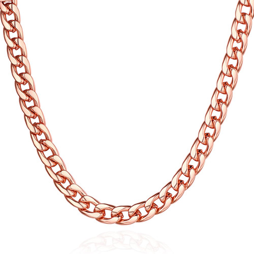 U7 Flat Link for Men Women|Rose Gold Plated 7MM Thick Miami Cuban Chain Necklace Chunky and Long, 28 Inches