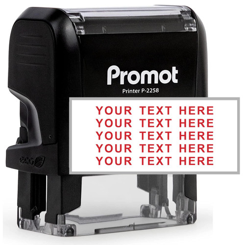 Promot Self Inking Personalized Stamp - Up to 5 Lines of Personalized Text, Custom Address Stamp, Office Stamps, Customizable Rubber Stamp, Name Stamp for Business Easy to Change Ink Cartridge-Medium
