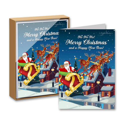 Leigha Marina Christmas Holiday Boxed Greeting Cards, 15 Cards and 15 Envelopes, Folded Style with a Message, Ho Ho Ho Merry Christmas and a Happy New Year