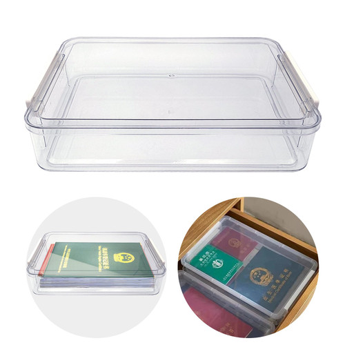 KWAGOCAR Clear Plastic Storage Box File Protector Case Organizer Portable Project Case Document Holder for A4 File Paper Storage Box Office Documents Holder, Large