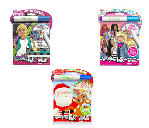 Bendon Publishing Imagine Ink Coloring Books - 3 Pack of Christmas Activity Books with Water Activated Marker for Toddlers (Barbie)