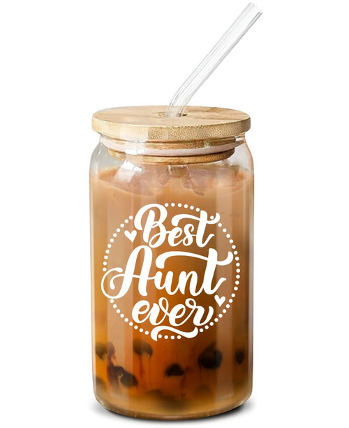 Christmas Gifts For Aunt From Niece, Nephew - Cool Gifts For Aunt, New Aunt, Auntie, Sister - Aunt Birthday Gift, Aunt Announcement, Promoted To Aunt, Best Aunt Ever - 16 Oz Coffee Glass Christmas Gifts For Aunt From Niece, Nephew - Cool Gifts For Aunt, New Aunt, Auntie, Sister - Aunt Birthday Gift, Aunt Announcement, Promoted To Aunt, Best Aunt Ever - 16 Oz Coffee Glass