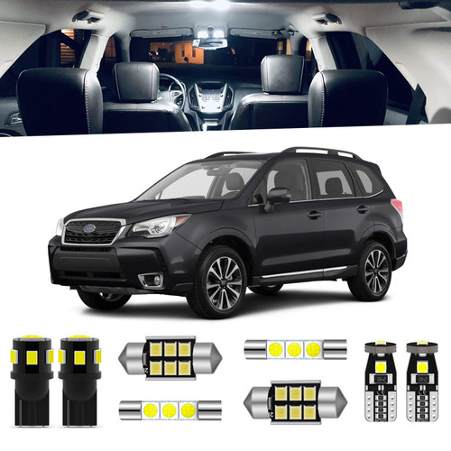 ENDPAGE 8-Pieces Forester LED Interior Light Kit for Subaru Forester 2014 2015 2016 2017 2018 2019 2020 White 6000K Interior LED Lighting Package + License Plate Lights, Install Tool