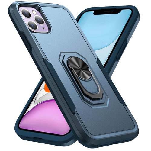 Vzbolmaf Case for iPhone 11 Pro Max,PC TPU Shockproof Cover with Ring Stand for Apple iPhone 11 Pro Max (Blue)