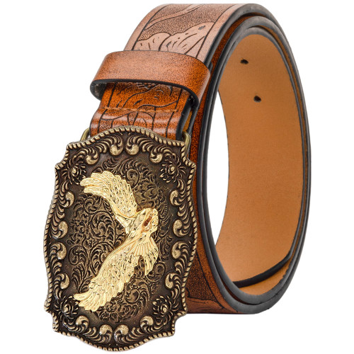 UTOWO Western PU-Leather Cowboy Cowgirl Buckle Belt for Men Women Jeans - Engraved Floral Eagle Texas Buckle Belt UTOWO Western PU-Leather Cowboy Cowgirl Buckle Belt for Men Women Jeans - Engraved Floral Eagle Texas Buckle Belt