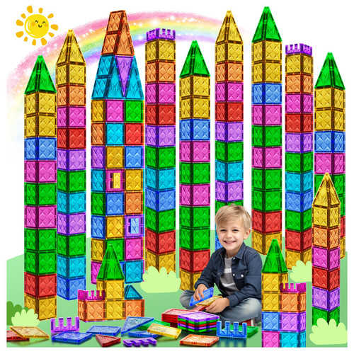 UMEREACT Magnetic Tiles Building Blocks Magnet Toys for Kids Magnet Puzzles Stacking Blocks STEM Preschool Learning Sensory Montessori Toys Preschool