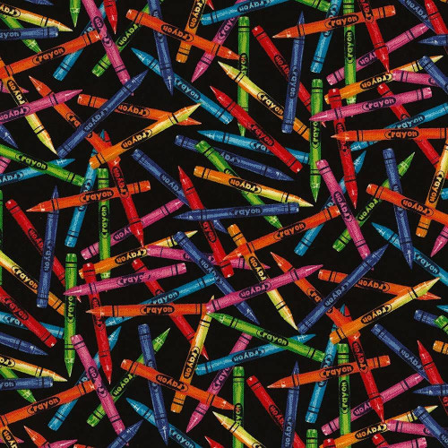 Black Tossed Crayons Juvenile Cotton Timeless Treasures #7086 By the Yard