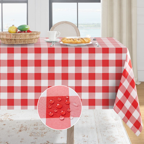 Softalker Christmas Checkered Rectangle Tablecloth - Waterproof Buffalo Plaid Table Cloth Stain Resistant Washable Polyester Table Cover for Holiday/Dining/Party - Red and White, 60 x 84 Inch Softalker Christmas Checkered Rectangle Tablecloth - Waterproof Buffalo Plaid Table Cloth Stain Resistant Washable Polyester Table Cover for Holiday/Dining/Party - Red and White, 60 x 84 Inch