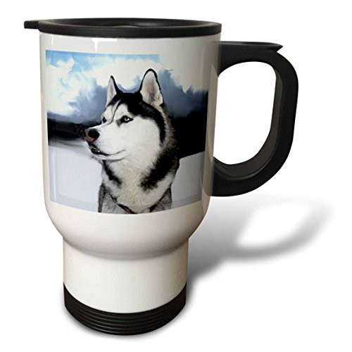 3dRose Siberian Husky Puppy Travel Mug, 14-Ounce