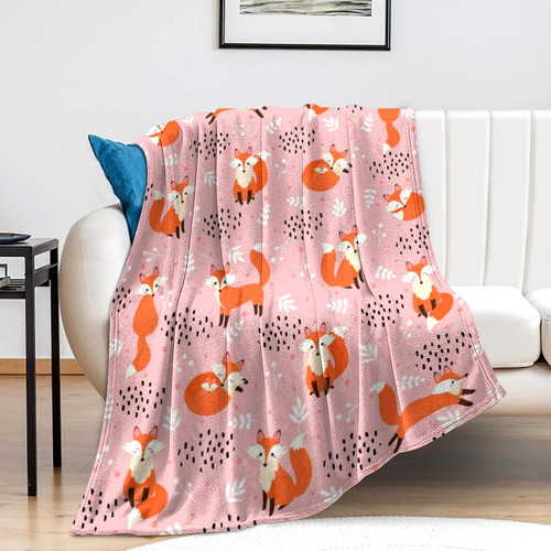 Cute Fox Blanket Bedding Super Soft Lightweight Flannel Throw Blankets Gifts for Fox Lovers Kids Adults 50"X40" Cute Fox Blanket Bedding Super Soft Lightweight Flannel Throw Blankets Gifts for Fox Lovers Kids Adults 50"X40"