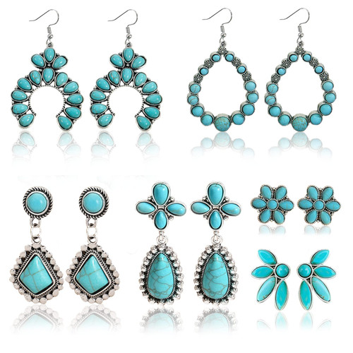 6 Pairs Turquoise Earrings Set Bohemian Dangle Boho Cowgirl Vintage Oval Earrings Statement Teardrop Earrings Dangle Earrings Boho Turquoise Jewelry Western Jewelry Gift for Women Girls 6 Pairs Turquoise Earrings Set Bohemian Dangle Boho Cowgirl Vintage Oval Earrings Statement Teardrop Earrings Dangle Earrings Boho Turquoise Jewelry Western Jewelry Gift for Women Girls