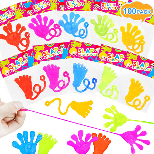 Leetous Sticky Hands Party Favors Toys Gifts for Kids Bulk (100 Pack) - Christmas Birthday Goodie Bags Stocking Stuffer Fillers, Classroom Treasure Box Treats Prizes for Boys Girls
