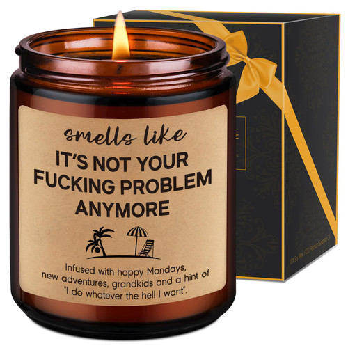 LEADO Happy Retirement Candle - Retirement Gifts for Women, Men - Funny Retirement Gift for Woman, Retired Gifts for Retiring Friends, Coworkers, Teachers, Boss, Nurse Retirement Gifts