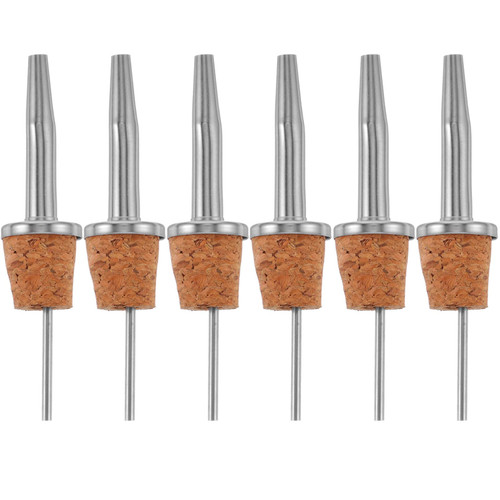 Metal Wine Pourers 6pcs Stainless Steel Wine Bottle Pourer Liquor Pour Spouts Set Cork Stoppers Wine Bottle Stoppers Olive Oil and Vinegar Tapered Stopper Spout with Dust Caps