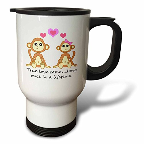 3dRose True Love Comes Along Once in a Lifetime Cute Pig Love Design Travel Mug, 14-Ounce