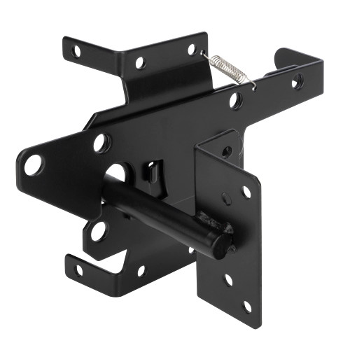 Self-Locking Gate Latch Heavy Duty Post Mount Automatic Gravity Lever Wood/PVC Fence Gate Lock with Fasteners Hardware for Secure Pool, Yard, Garden, Steel,Black