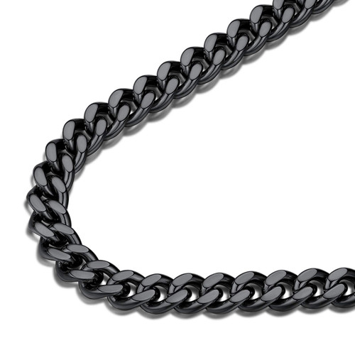 FindChic Mens Black Curb Chain Necklace Thick 7MM Link Chains for Men 26''